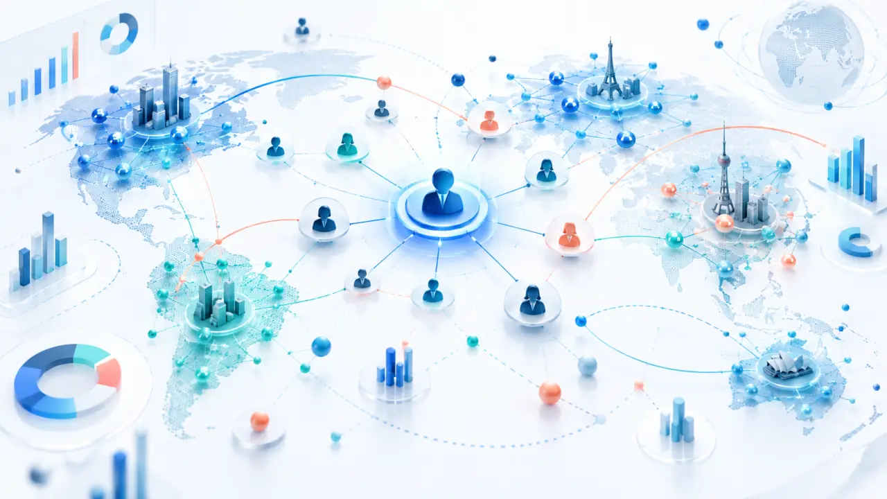 Cartographie abstraite des acteurs et connexions d'un marché