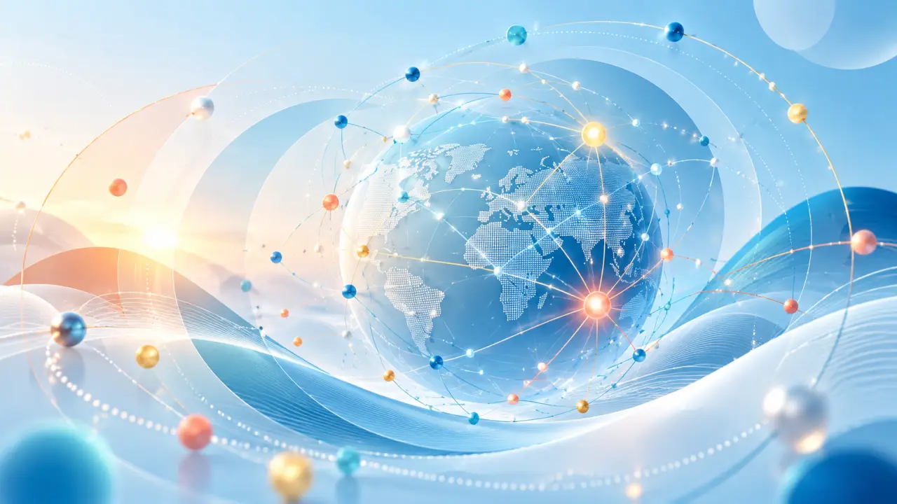 Cartographie abstraite d'un réseau de connexions entre entreprises